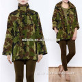 Long Sleeve Buttoned Up Zipped Collar Water Proof Camouflage Raincoat Jacket For Women